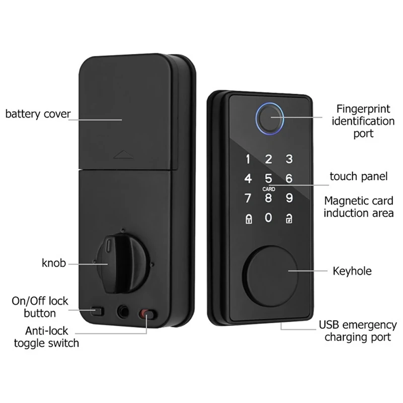 Electronic Door Lock For Tuya Lock With Deadbolt Lock Fingerprint Lock Keyless Entry With Smartlife App Remote Unlock