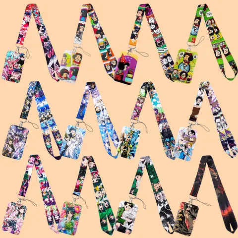 Anime Cool Credential Holder Manga Character Lanyards for Keys Neck Strap ID Card Gym Phone Straps Keychain Keyring Accessories
