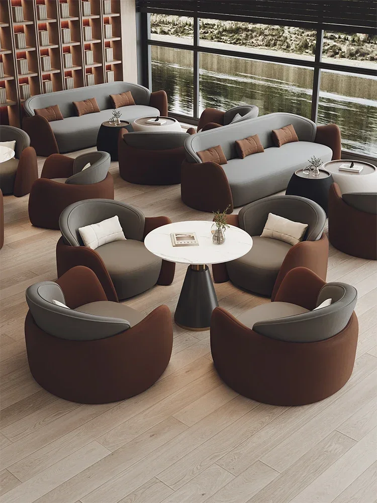 AABusiness Reception Sofa Chair Lounge Area To Meet Guests To Negotiate One Table And Four Chairs