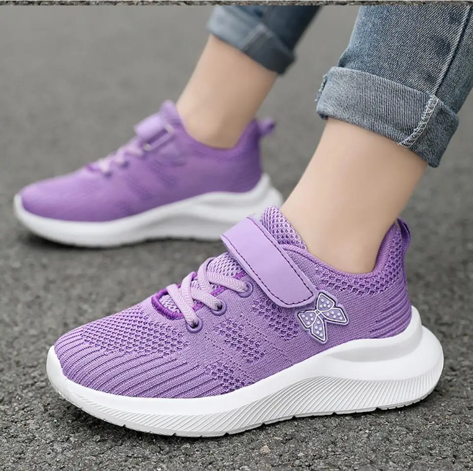 

Spring Children Knit Tennis Shoes Kids Comfortable Soft Sneakers Girl Fashion Breathable Running Shoe Casual Sport Shoes SZIE 39