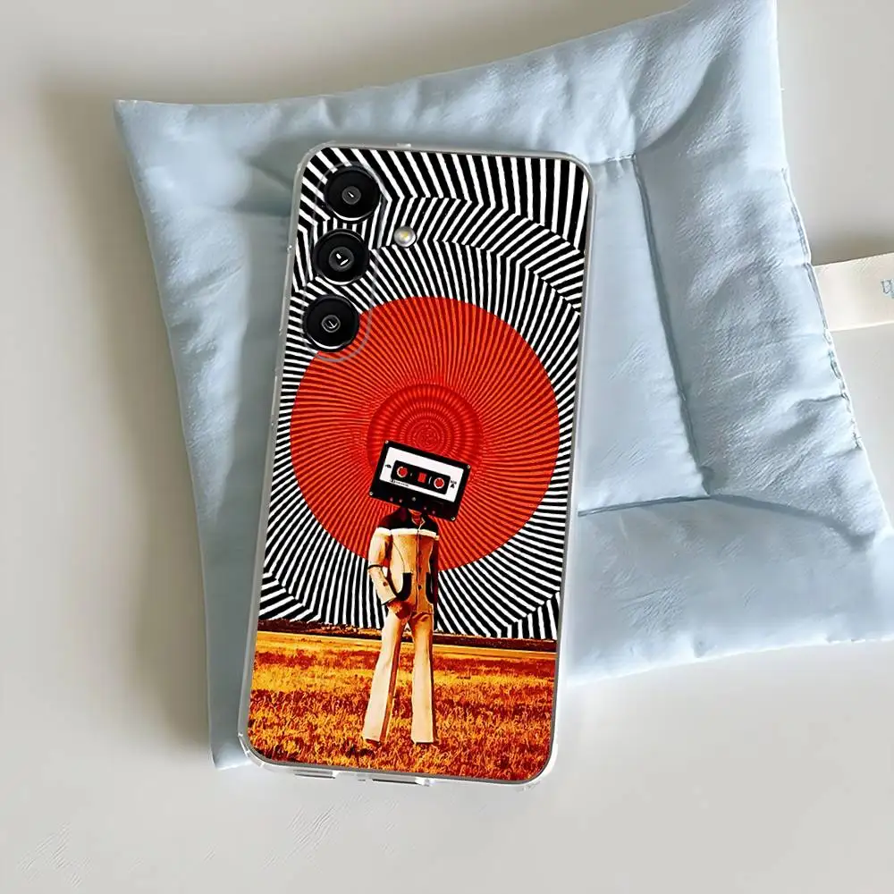 حافظة هاتف موسيقى DJ Mixer لهاتف سامسونج S30,23,21,22,20, FE lite,S10,9,8,7 PIus Note20 Ultra شفافة