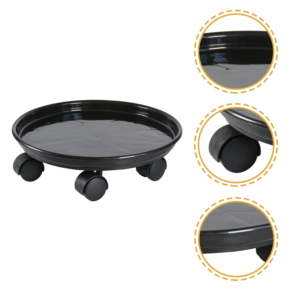 

Mobile Planter Tray Round Resin St Wheels Black 27cm Catch Water Soil Flow Plant Coasters Heavy Duty Rolling