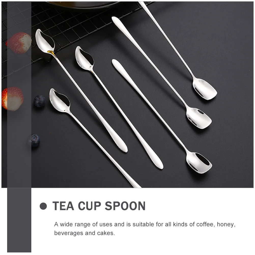 

2pcs Stainless Steel Ice Spoon Long Handle Coffee Spoons Tea Spoon For Honey Dessert Soup Jam Stirring Food Grade