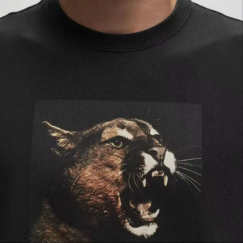 فقط الأبيض التي شيرت طافوا ليوبارد خلفية سوداء الجرافيك طباعة الرجال النساء الشارع الشهير القطن المحملة الحيوانات البرية موضة رداء علوي غير رسمي