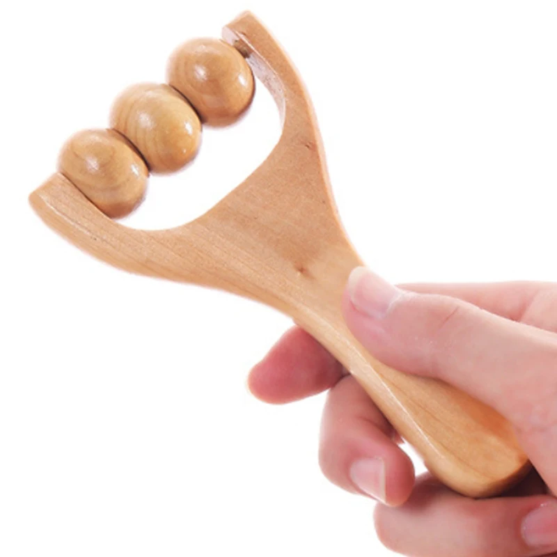 

Massage Roller Tool Waist Thigh Leg Hands Full Body Massager Pure Pear Wood Lightweight Natural Muscle Roller