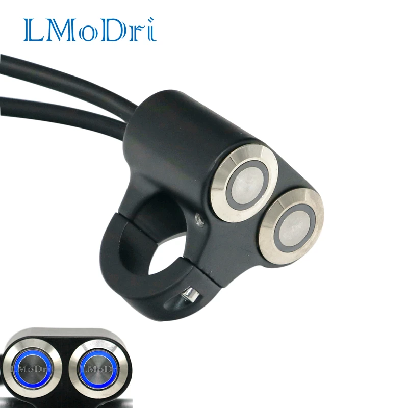 

LMoDri Motorcycle 22m DIY Switches Handlebar Mount Headlight Hazard Brake Fog Light ON-OFF Aluminum Alloy Led Indicator Switches