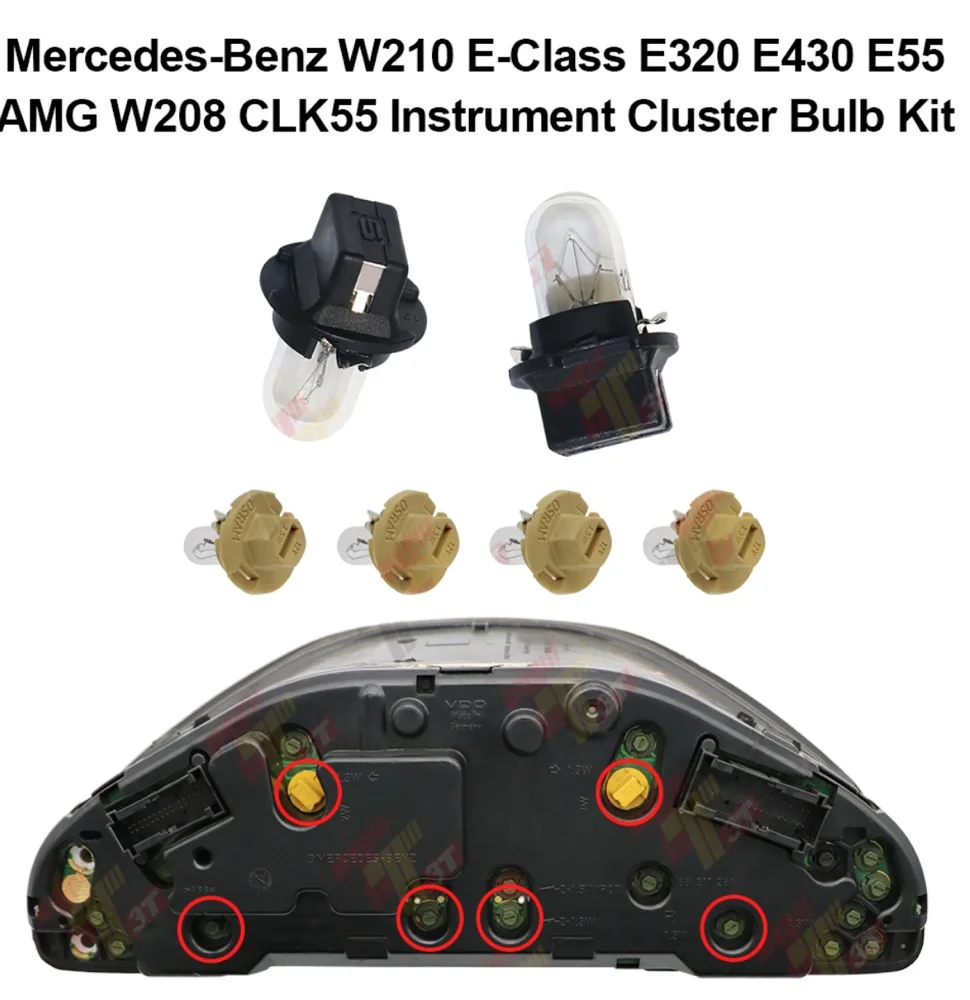 6 Stück x für Mercedes-Benz W208 W210 E-Klasse E320 E430 55 für AMG Instrumentencluster-Leuchten – Detail 2