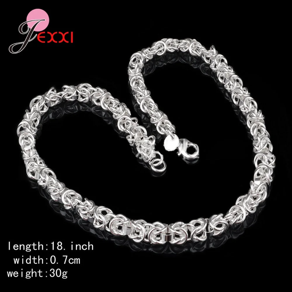 Luxury Brand Women 925 Sterling Silver Color Link Chain Necklaces Jewelry Party Gift 0.7CM Thickness Length 18 Inches Weight 30g