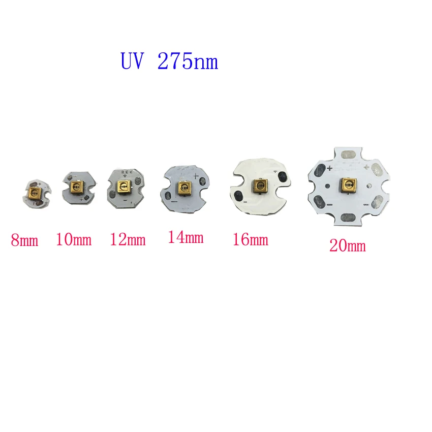 

UV 275nm 6V Deep UVC LED Diode Lamp UV Ultraviolet Steriliza Equipment Board With 8MM 10MM 14MM 16MM 20MM PCB