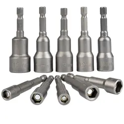 6mm-19mm Impact Socket Magnetic Nut Screwdriver Nut Driver Drill Bit Set 1/4” Hex Socket Adapter for Power Drills Drivers Socket