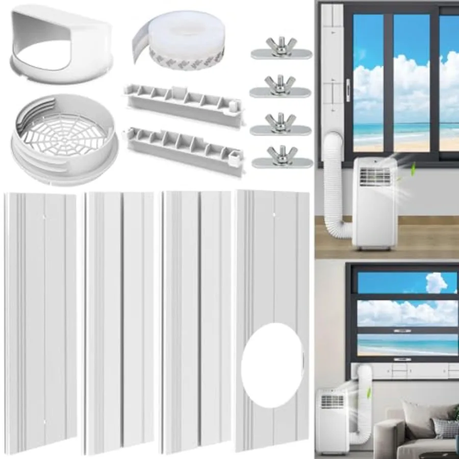 

Портативный оконный комплект для кондиционера с универсальным соединителем, подходит для выхлопных шлангов 5.1"/5.9", комплект для герметизации оконного отверстия мобильного кондиционера