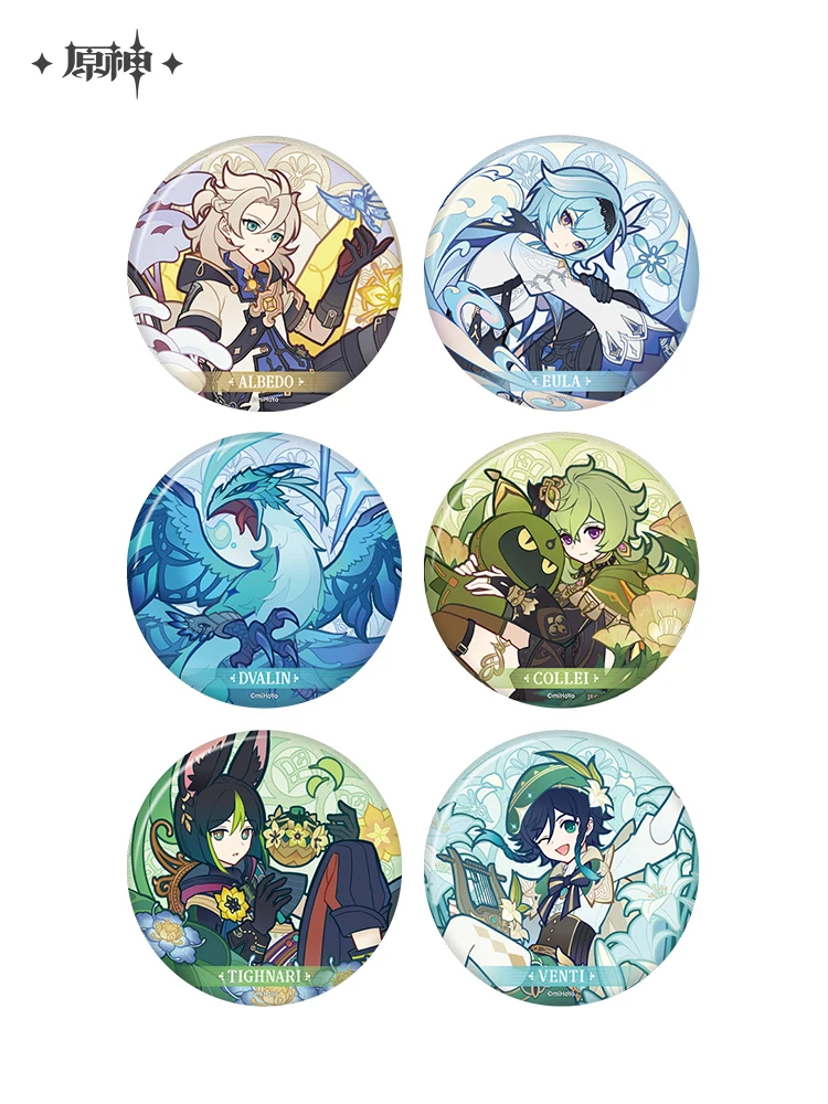 in Presale Genshin Impact Official Merch miHoYo Original Authentic Windblumes Breath Theme Series Badge Albedo Collei Eula