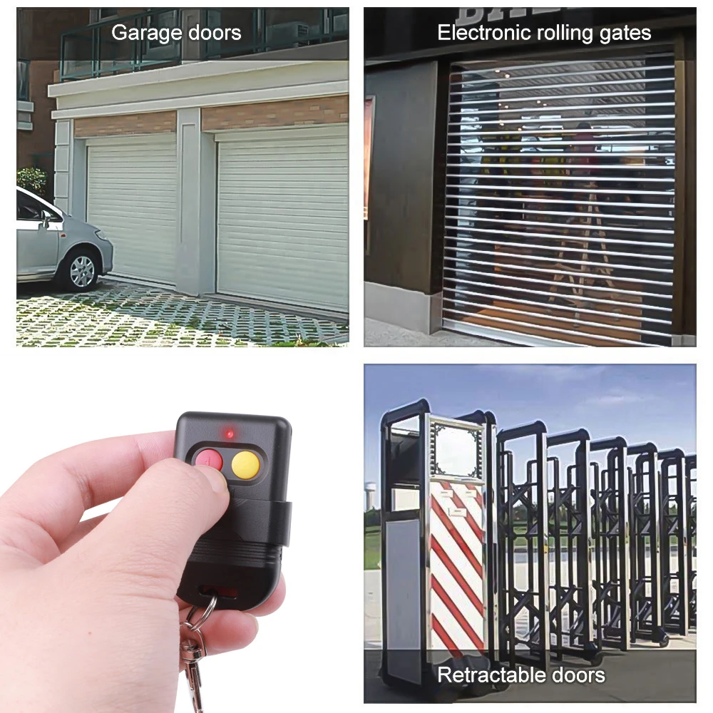 Controle Remoto para Portão, Garagem Porta Abridor ou Sistema de Alarme, Universal, 8 Dip Switch, Código Fixo, 2 Botão, 330Mhz, 433Mhz
