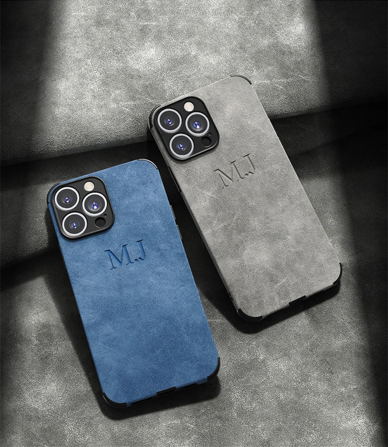 Personalized Customized Name Initals Letters Lambskin Case For iPhone 16 14 13 12 11 Pro Max Plus Shockproof Luxury Cover