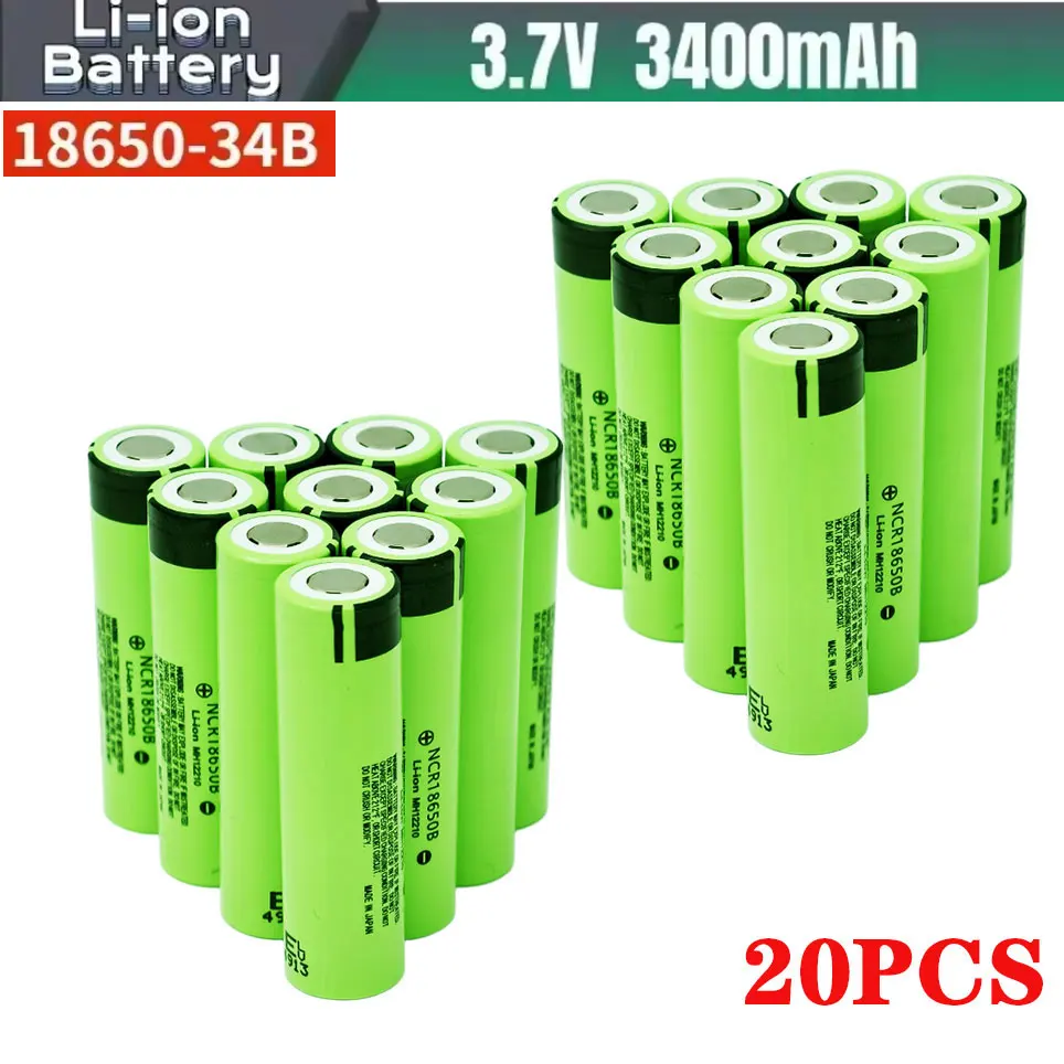 NCR18650B 3,7 V 3400 mAh 18650 100% nieuwe en originele oplaadbare batterij met puntige kop voor zaklamp, draagbare ventilator en scheerapparaat