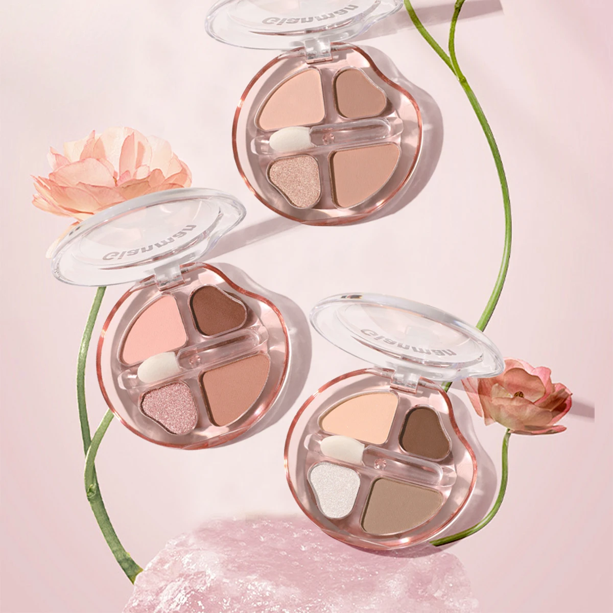 4 色のアイシャドウ パレット、低彩度のアース トーンで真珠光沢のあるマットなアイシャドウを明るくします。