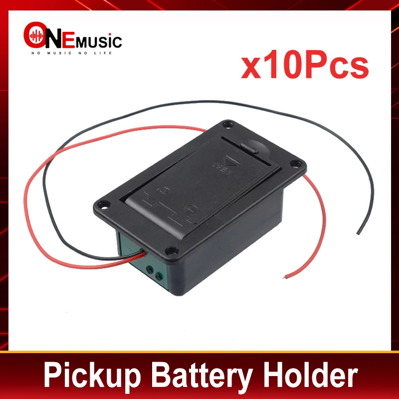 10pcs Active Bass Guitar Pickup Battery Boxs 9V Battery Case/Compartment Cover with Metal Contacts Spring and 25cm Cable