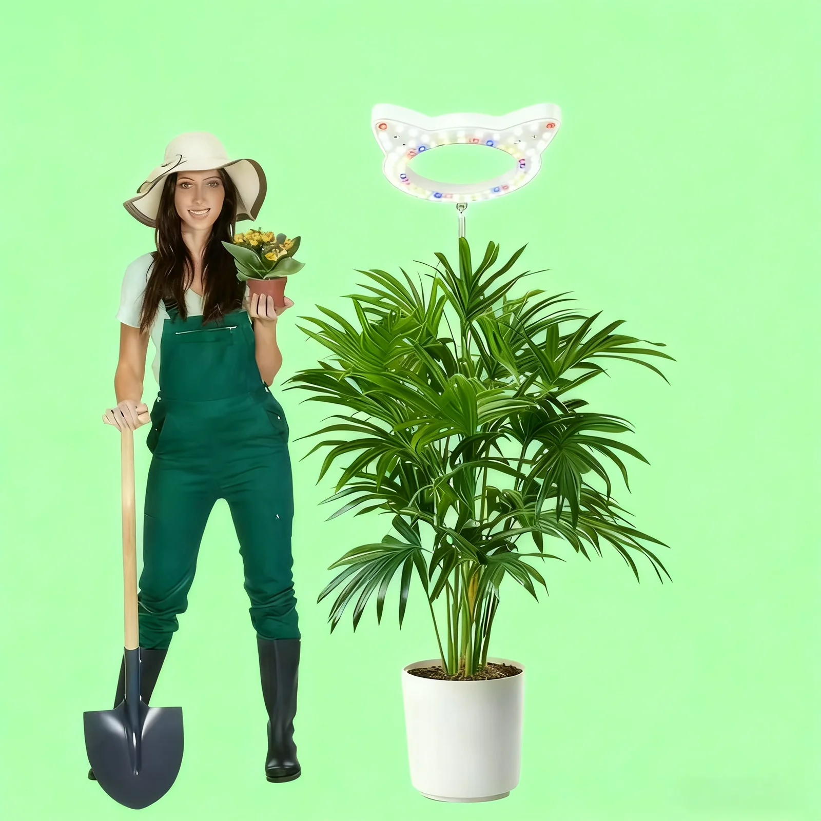 ضوء نمو كامل الطيف على شكل قطة، وعاء ضوء نباتي داخلي، 10 سطوع قابل للتعديل، 3 أوضاع ألوان، ارتفاع قابل للتعديل #6