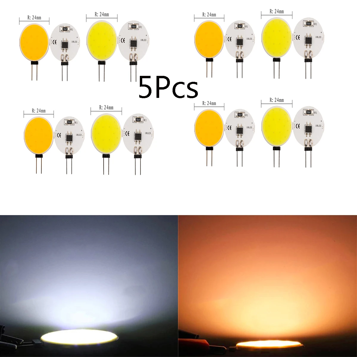 5Pcs/lot G4 COB LED lamp Light Chip Spotlight Bulb 1.5W DC12V Replace Halogen Light Pure Warm White Lighting Decor Lamp Bulbs