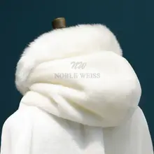 Long Winter Bridal Cape with Faux Fur #5