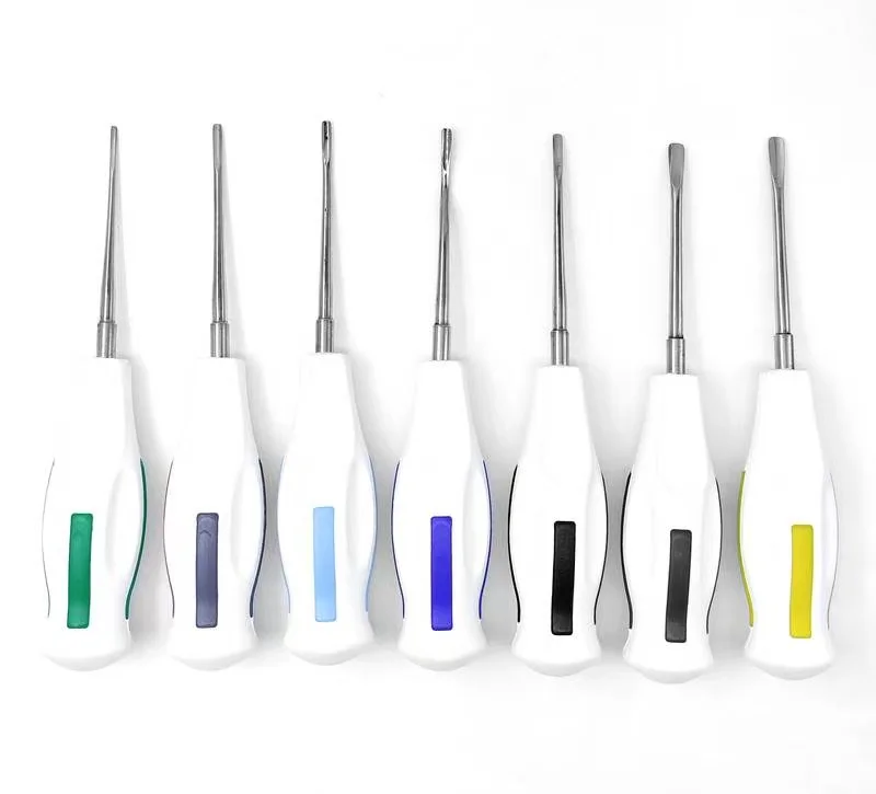 7pcs White Handle Dental Elevator Kit, Dental Periotome Elevators, Dental Tools Minimally Invasive Tooth Extraction Elevators