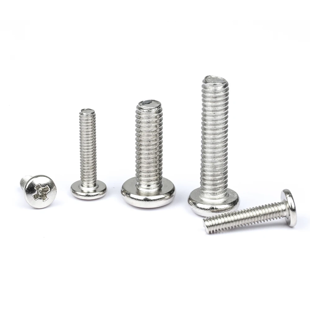 100pcs/lot Cross Recessed BM Pan Head Screws Nickel Plated Carbon Steel M2 M2.5 M3 M4 Phillips Machine Screws Grade 4.8 DIN7985