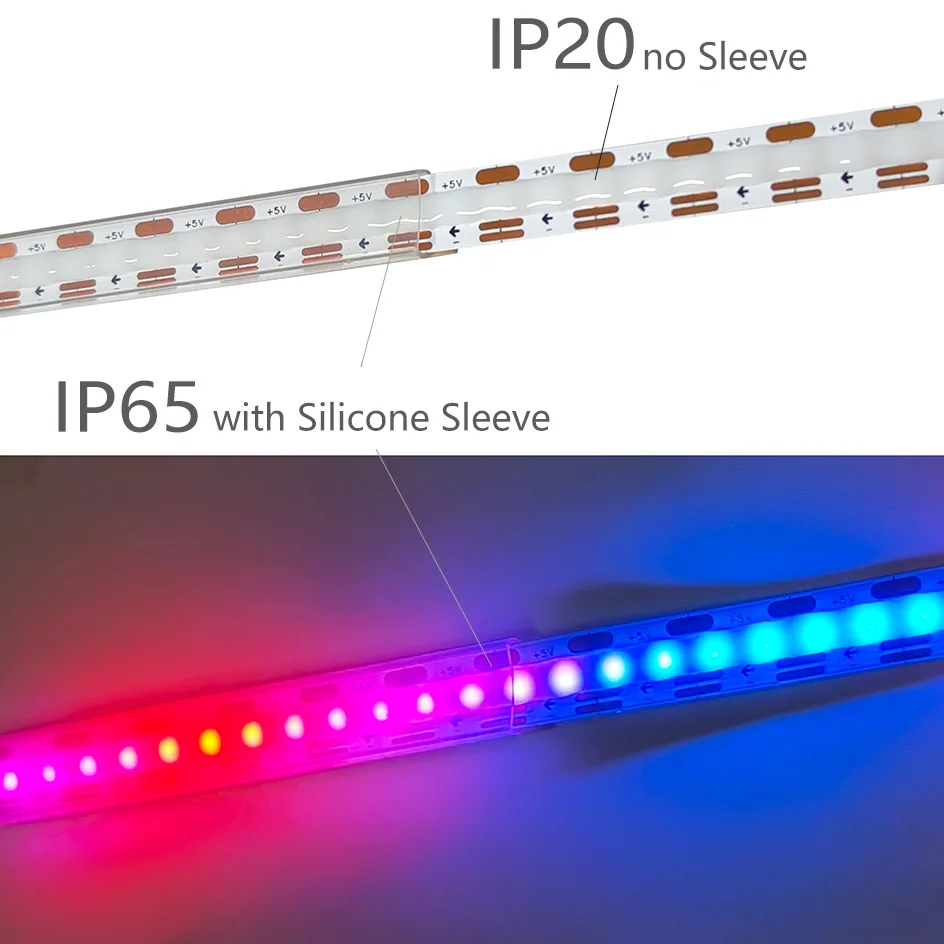 Bande lumineuse LED WS2812B, DC5V SPI RGB-IC, 160 diodes, adressable individuellement, Pixels intelligents, noir, blanc, étanche