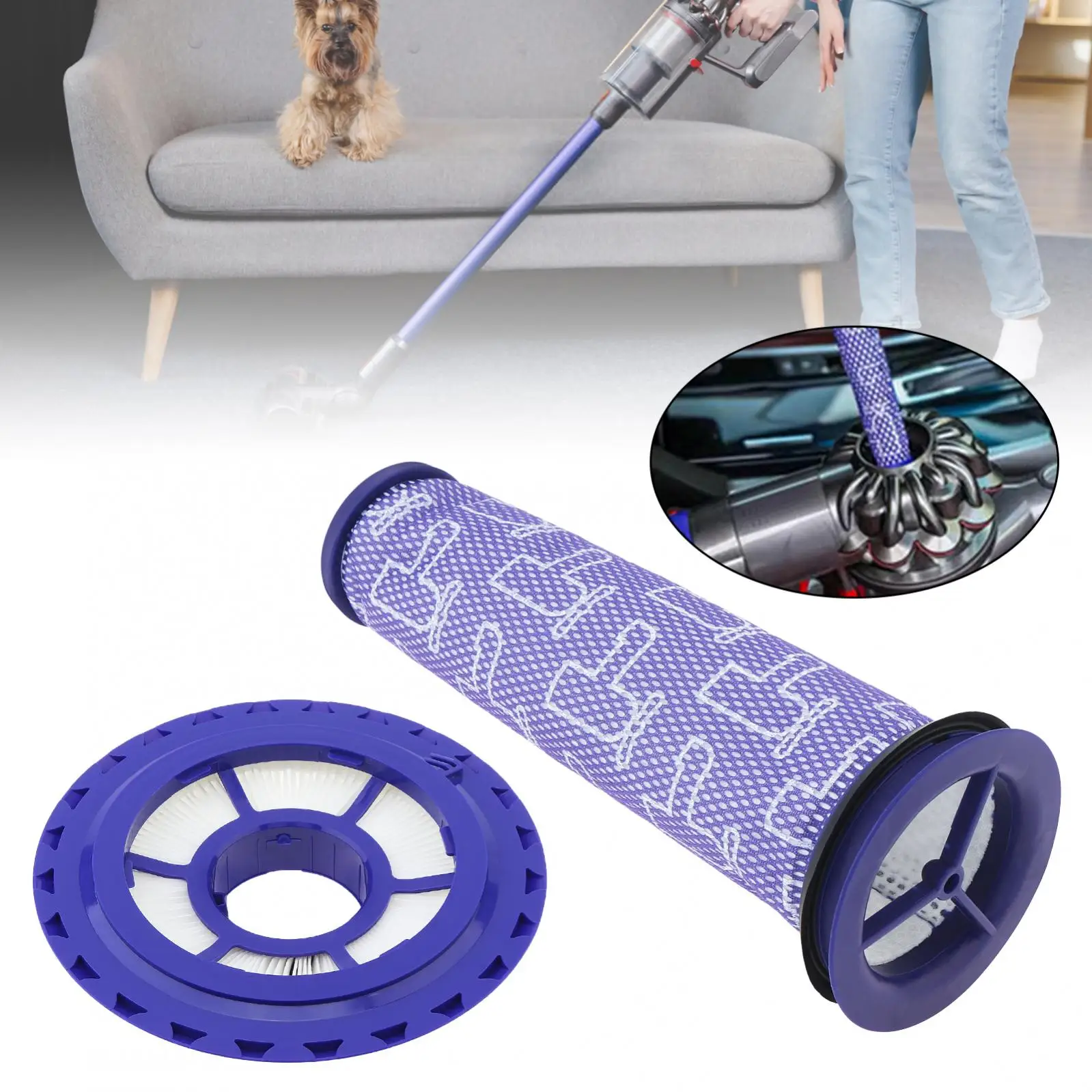 

2pcs Washable Filters Handheld Vacuum Parts Fit for Dyson DC41 / DC65 / DC66 Vacuums, Reusable Strainers Set