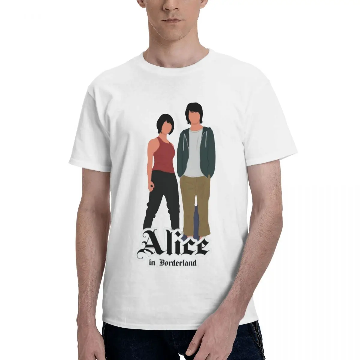 Men Alice In Borderland Characters T Shirt Streetwear Plus Size Cotton Crewneck Sleeve T-shirt