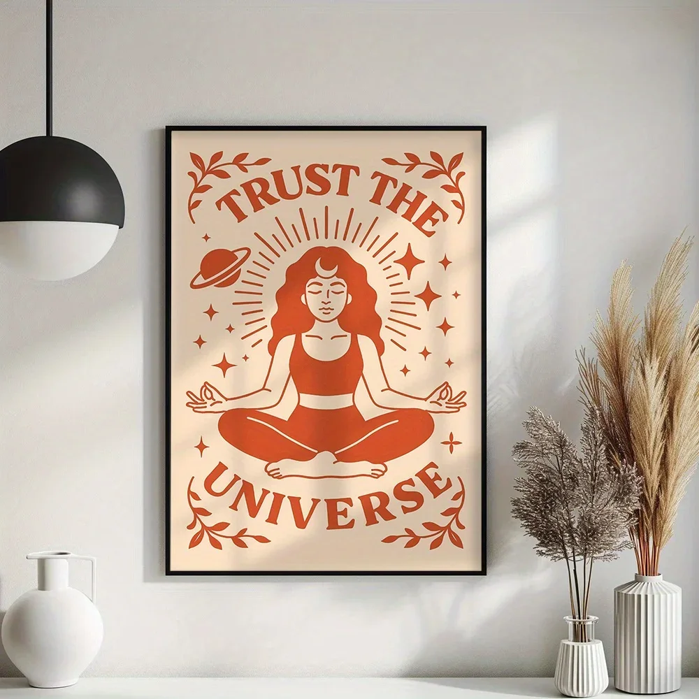 2D Flat, 2D Flat, Unframed 2D Flat Poster of a Meditation Pose, Canvas Print of Trusting The Universe, Peaceful Vibes Artwork