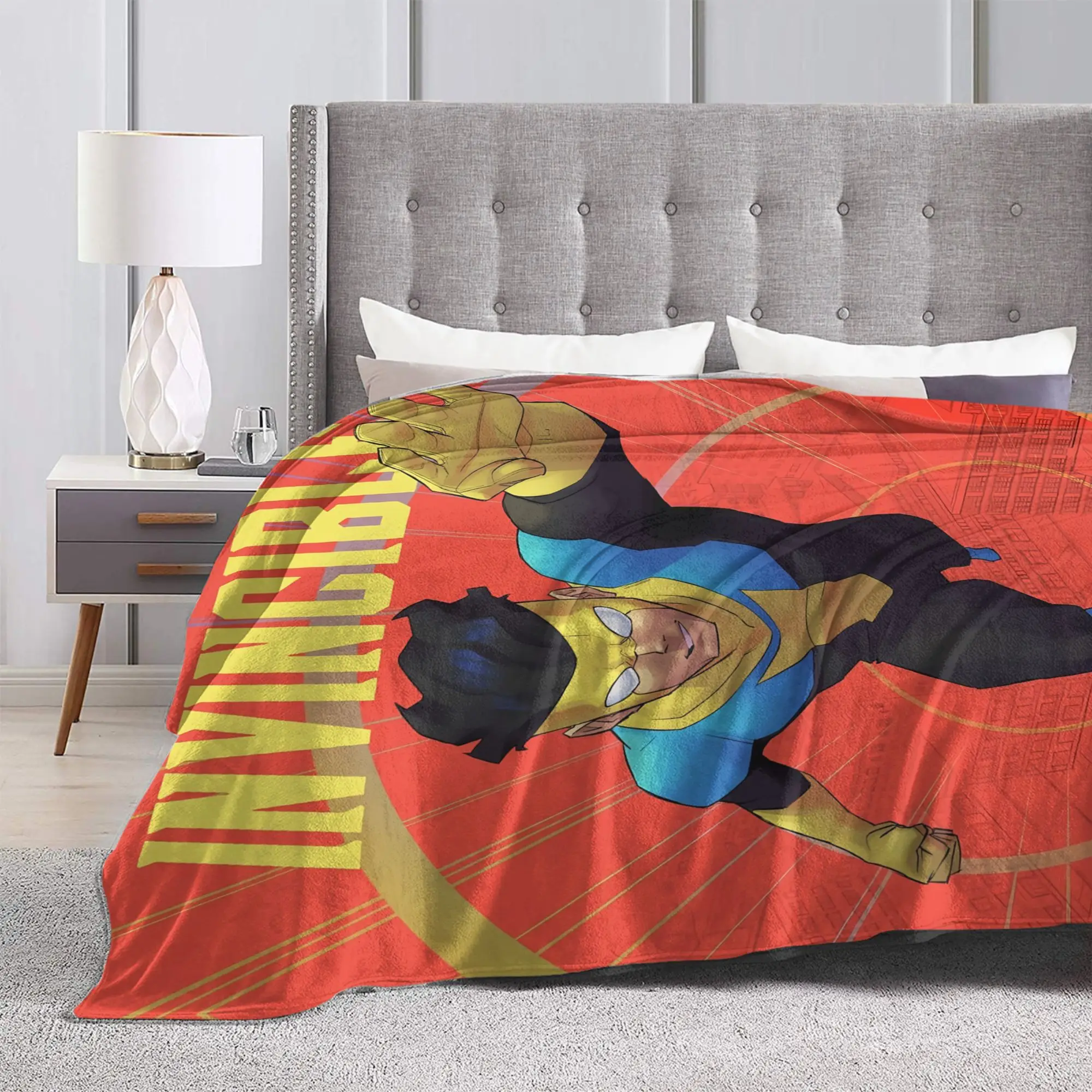 Warm BlanketsBoy Girl Decorative I-Invincible-S Throw Blanket  Flannel Bedspread For Couch Bed Novelty Sofa Bed Cover