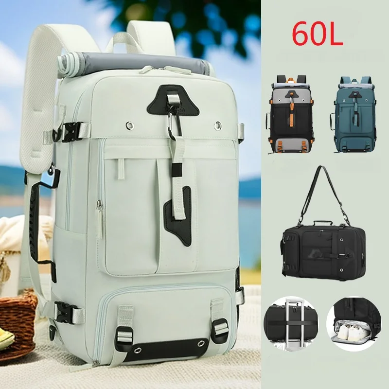 60L large-capacity travel backpack for men outdoor expandable travel boarding backpack large luggage bag with shoe compartment
