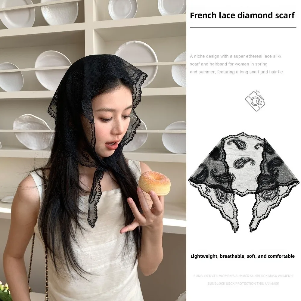 

Sweet Rural Style Flower Headband Wraps Hair Band Bandana Hair Accessories French Style Lace Hair Scarf Ladies