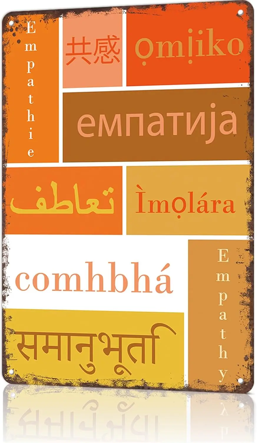 Vintage Metal Sign Empathy In Different Languages Tin Signs For Man Cave, Garage, Living Roome, Cafe And Pub Wall Decor ch Funny
