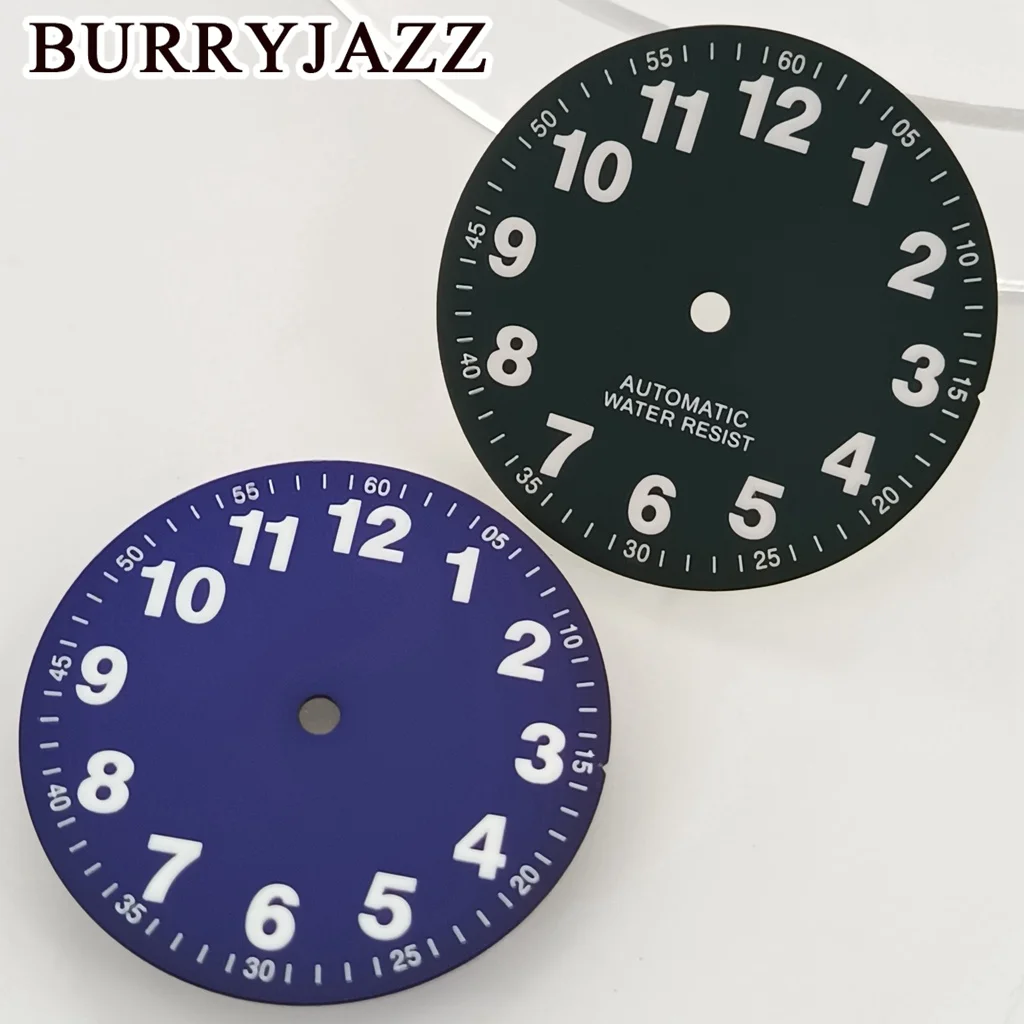 Buryjazz 29mm sem logotipo nh35 nh36 nh38 nh39 eta2824 2836 miyota 8215 8200 mergulhador relógio dial completo c3 verde luminoso enfrenta