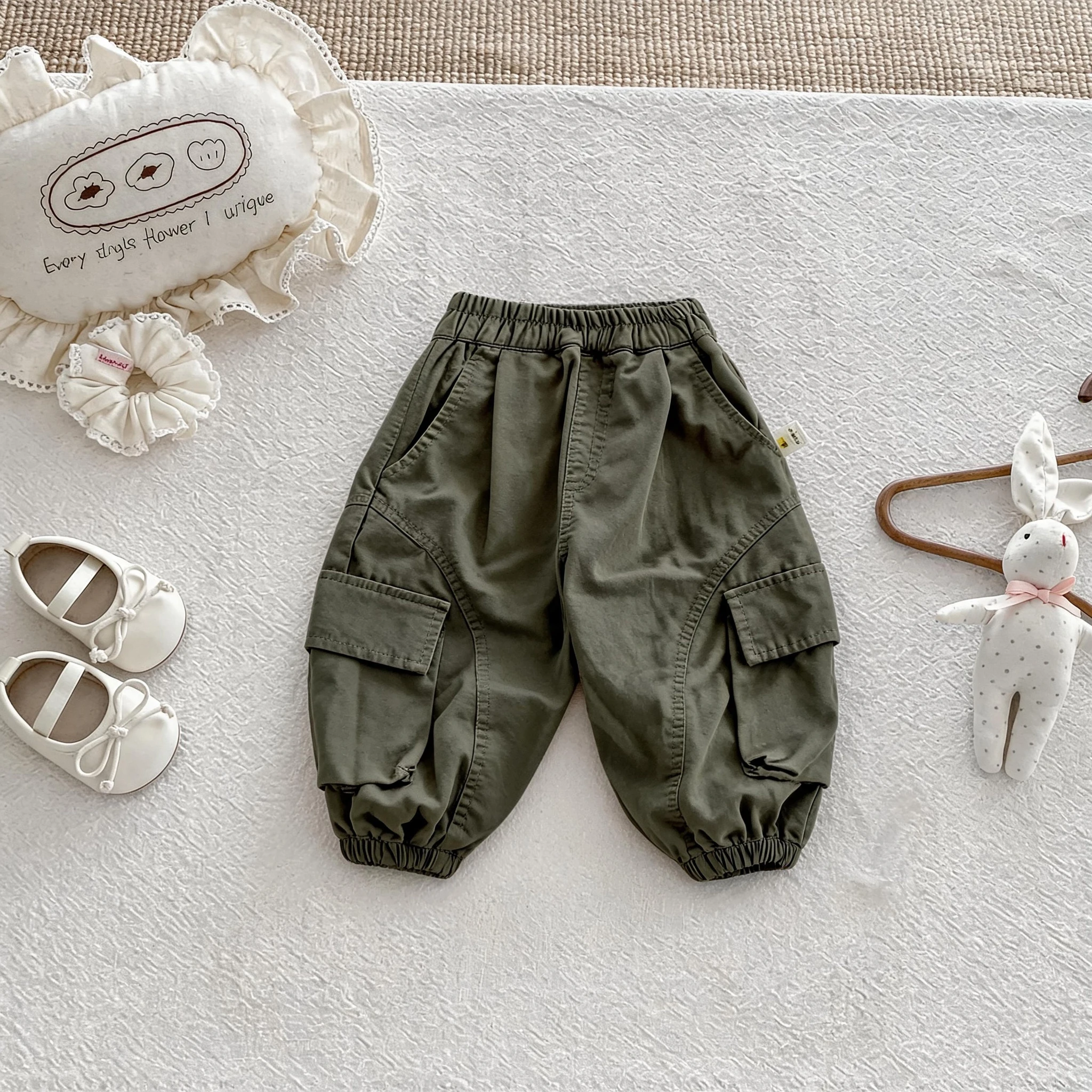 Boy's 2026 Autumn Ankle-Length Pants for baby Boys - Pure Color Casual Multi-Purpose Workwear Pants