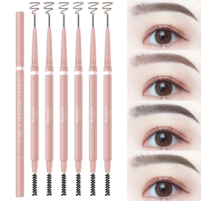 Crayon à sourcils double extrémité ultra fin de 1,5 mm, 6 couleurs, avec brosse, longue durée, imperméable, maquillage professionnel pour les yeux, cosmétiques