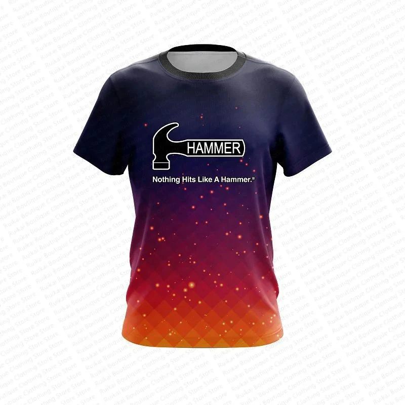 Summer New Hammer Bowling Men's Sports T-shirt Daily Venue Sweat Wicking Quick Drying Comfortable Short Sleeve