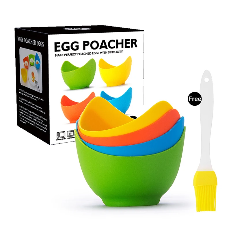 Silicone Egg Poacher Poaching Pods Pan Mould Heat-resistant Egg Mold Bowl Rings Cooker Boiler Kitchen Cooking Tool Accessories