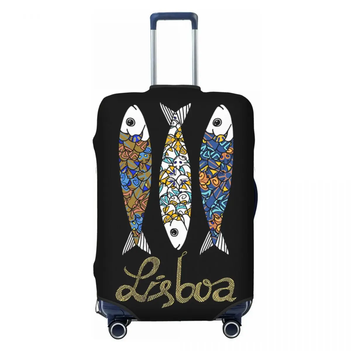 غطاء حقيبة Sardines Lisbon للسفر والعطلات وواقي إكسسوارات الأمتعة المطاطية