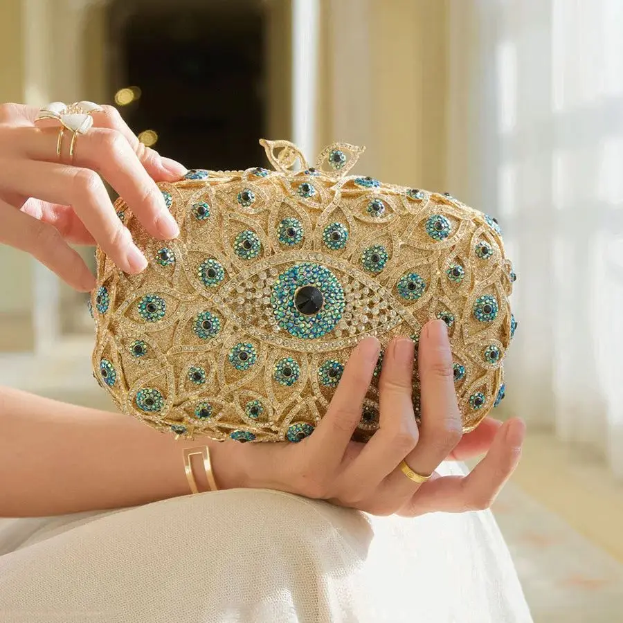 

Fashion Elegant Devil's Eye Clutch Bag Hot Selling Chain Dinner Bag Bride Bridesmaid Lady Handbag Factory Outlet Evening Bags