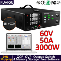 KUAIQU 60V 50A Adjustable Laboratory Power Supply 3KW Variable Voltage Regulator For Testing Electroplate Electrolysis Charging