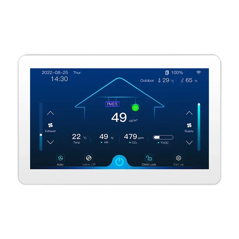 Disponibile Disponibile HRV ERV MVHR Sistema di elettricità Interruttore Controller Smart Home Tuya WIFI Controller Sensori di qualità dell'aria Ventola Cont