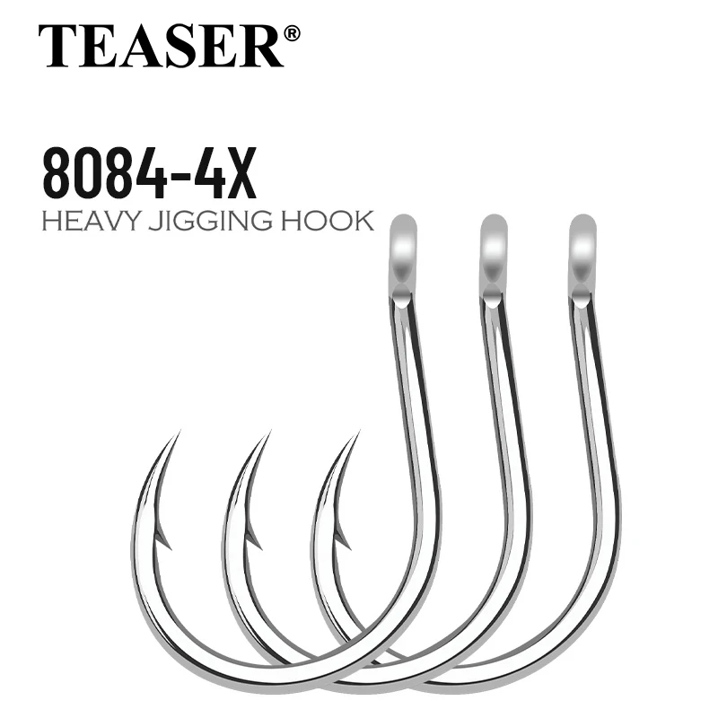 TEASER 10 teile/beutel 8084 4X High Carbon Big Game Schwere Jigging Haken 1/0-11/0 Salzwasser Power angeln Einzelne Pesca Haken