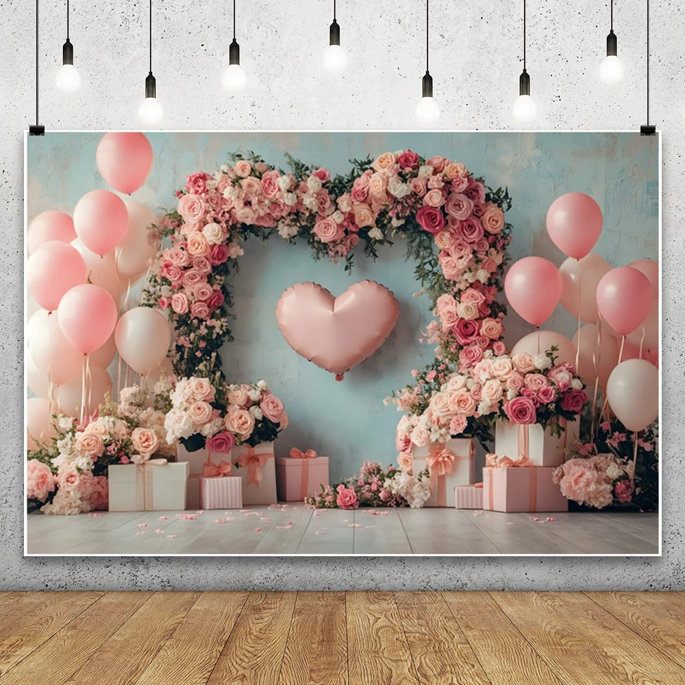 عيد الحب الزفاف التصوير خلفية الحب القلب بالون الأحمر روز قوس زهرة الزفاف دش صورة خلفية التصوير الفوتوغرافي