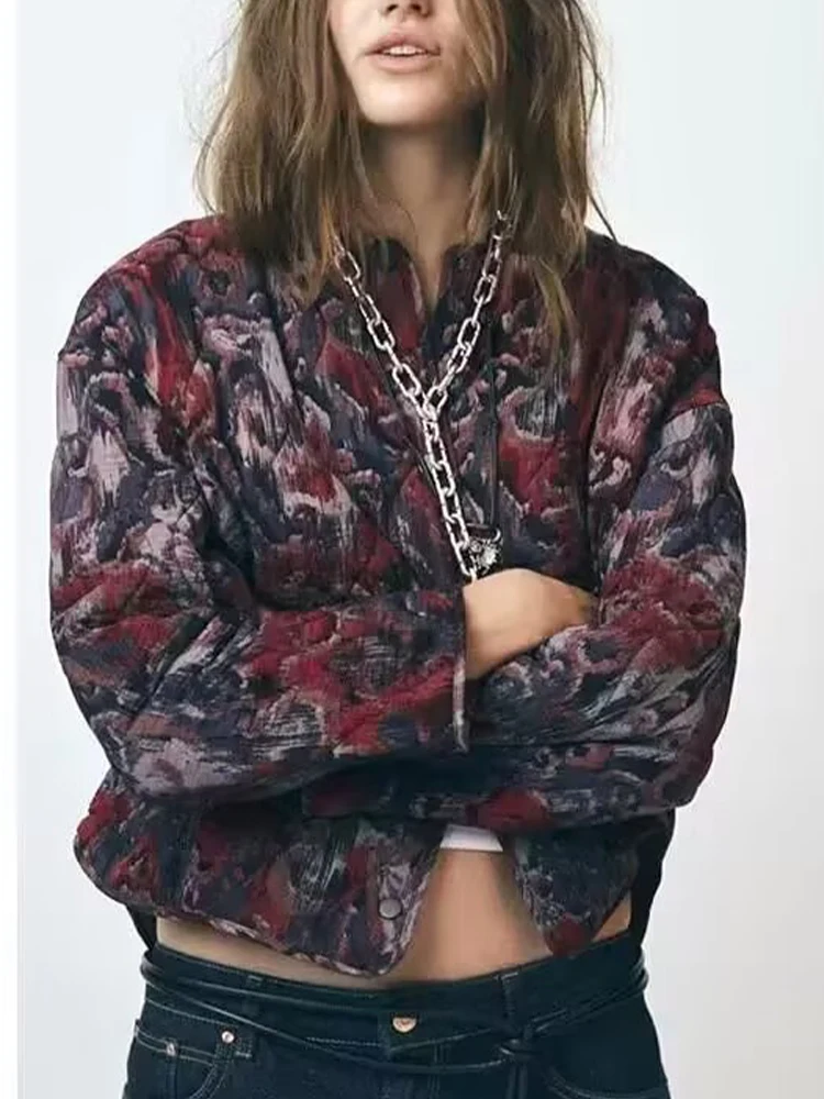 

European and American style 2025 autumn new women's commuting long-sleeved animal texture printed cotton jacket