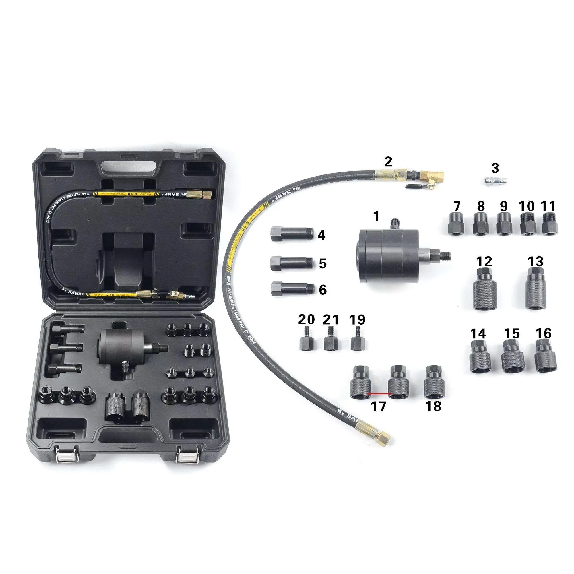 WZAUTO 22pcs 1000NM Pneumatic Fast Diesel Injector Extractor Removal Tool Set Efficient Vehicle Tool Pneumatic Puller
