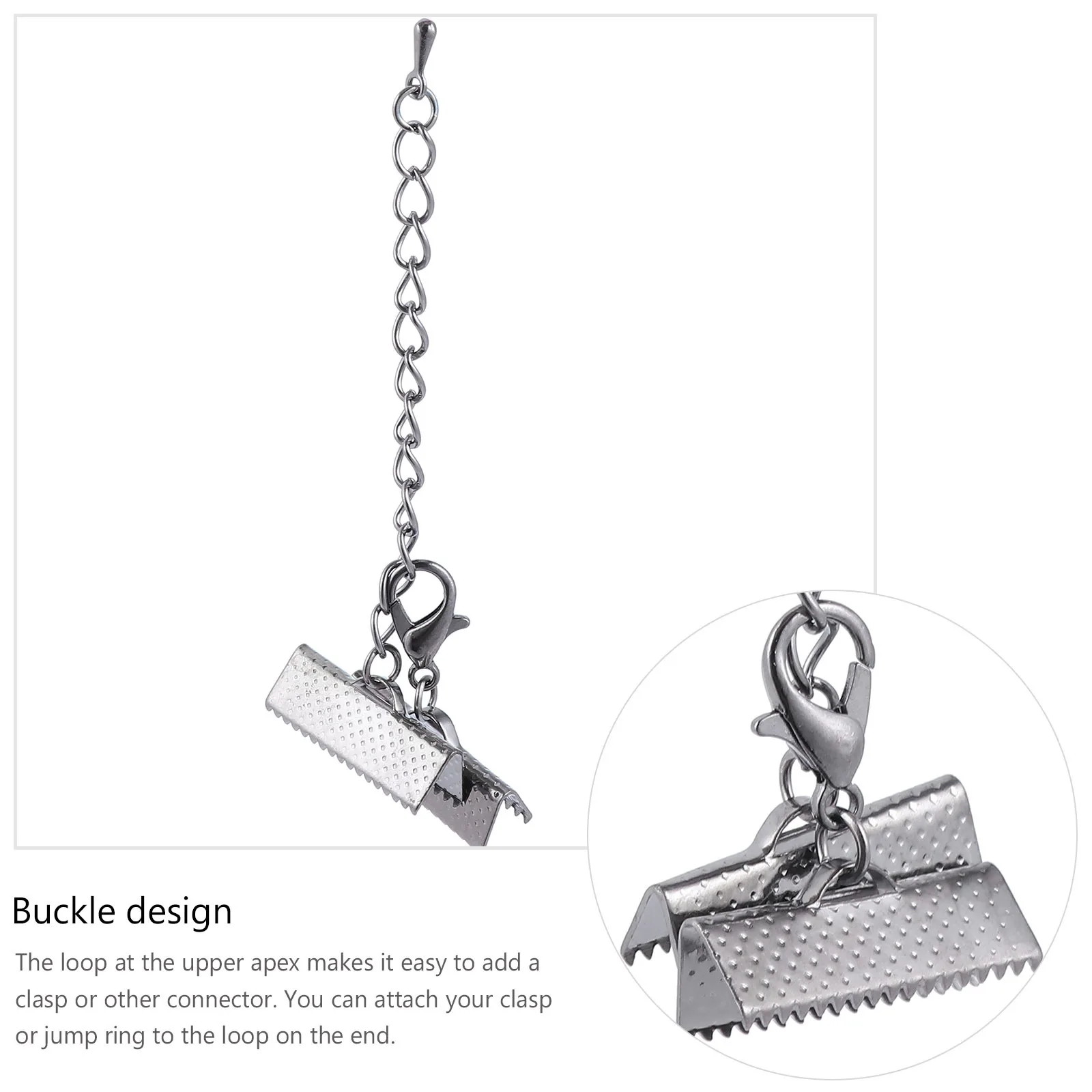 20Pcs 20Mm Extension Chain Clasps Iron Crimp End Clamps for DIY Jewelry Making Ribbon Ends Fixed Clips Cord Fasteners