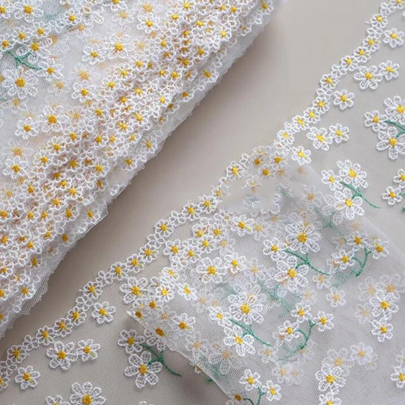 21Yards Daisy Floral Embroidery Lace Trim Skirt Hem Underwear Sewing Material Craft DIY Apparel Fabric Lace