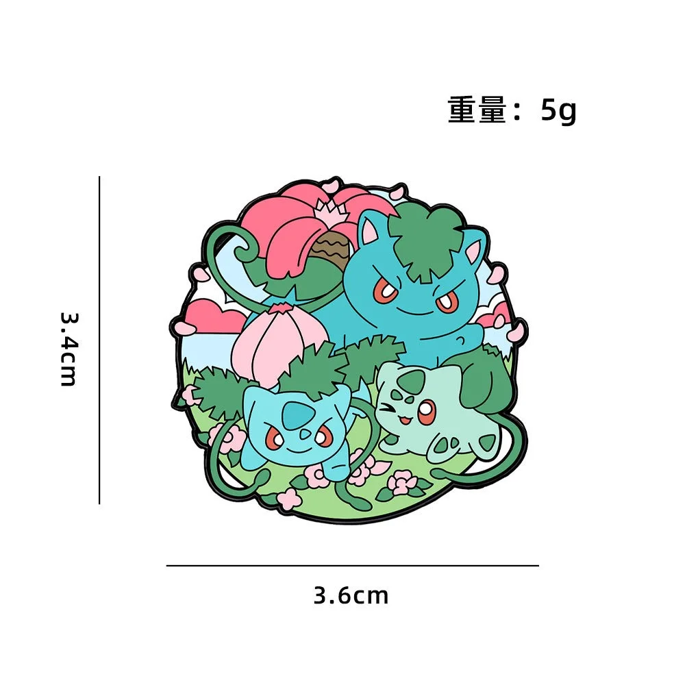 1/4 szt. Emaliowane przypinki z motywem Pokemon, figurki Pikachu, Charmandera, Squirtle'a i Bulbasaura, urocze japońskie broszki anime do plecaka